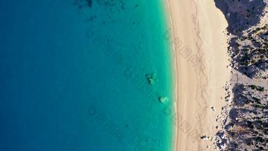 著名的付款ammos海滩巨头症凯法利尼亚岛岛希腊空中视图付款ammos海滩著名的海滩凯法利尼亚岛岛希腊